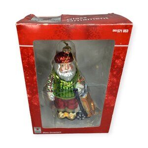 Home Accents Holiday Blown Glass Golfing Santa Christmas Ornament